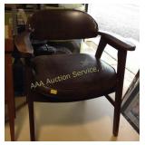 Armchair, finish wear and torn seat. 29" h x