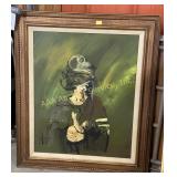 Oil on board portrait painting, signed Hart