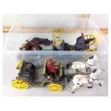 Cast iron carriage parts, brass bells, misc.