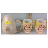 3 naughty ceramic mugs - 2 Japan