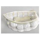 Belleek porcelain boat salt cellar / trinket dish