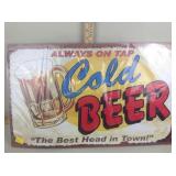 Cold Beer contemporary metal sign