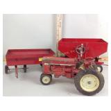 Case International toy tractor & 2 farm wagons