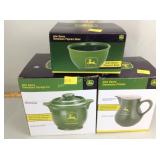 John Deere stoneware bowl, pitcher & storage jar