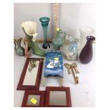 Vases, ceramic jugs, small mirrors, ceramic shoe