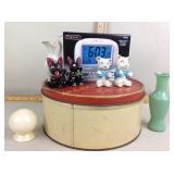 Weather atomic clock, salt and pepper shakers,