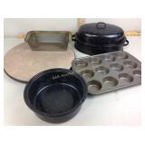 Baking ware including graniteware roaster, muffin