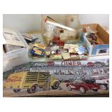 Sewing notions and organizer, Coca Cola banner,