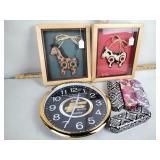 Plastic advertising clock, artistic cow and