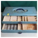 Tackle box, masonry drill bits, trowel, snips,