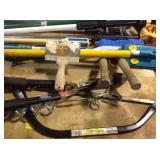 Tools including handsaws, hedge clippers, and