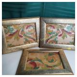 Framed wall art, 3 matching pieces
