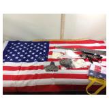 Tie (new), American flags, lingerie pieces Lg new