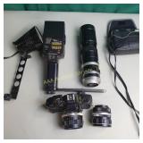 Minolta camera, Soligor camera lens and camera