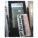 The fairway sign, wood door with glass 42