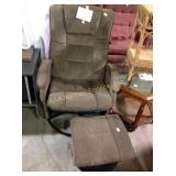 Faux suede  rocker and ottoman, some wear