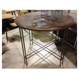 High top round table wood top metal base 43 1/2 x