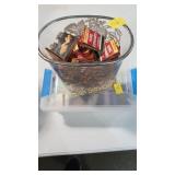 Matchbooks, glass vase