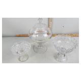 Covered Compote, 2 other candy dishes