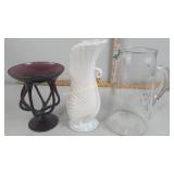 Glass Pitcher, Swan Vase, Shallow Dish