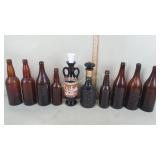 Vintage brewery bottles including Huntington