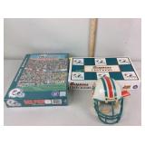 Dolphins checkers game,  mini helmet and puzzle
