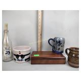 Atlanta Coca-Cola Bottle, pottery mugs,  crocks