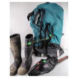 Hiking bag, Rubber Boots, Black n Decker Hedge