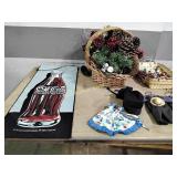 Christmas items, Amish items, and egg tray,