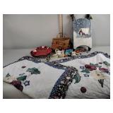 2 wall hanging quilts, decorating sled, snowman,