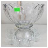 Heisy punch bowl and 8 glasses