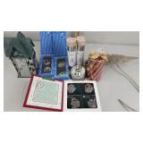 Pottery barn ornaments, metal filigree & glass