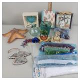 Beach themed decor, glass beads, small glass