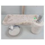 Marble soap dispenser and large tray
