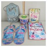 Beach themed decor, citrus candle