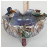 Flambé glazed pottery bird bowl