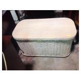 Wicker trunk 34 1/2 inches wide by 19 inches tall