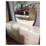 Pearl wood dresser with mirror 31 inches tall by