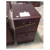 Two drawer wood file cabinet  28 inches tall by