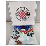 Peggy Karr glass snowman cookie plate