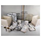 Capiz shell bathroom accessories, waste bins,