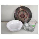 Glass bowl, Studio Nova bowl, enamel charger