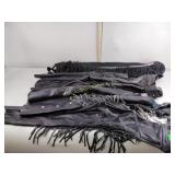 (3) black leather chaps