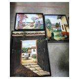 3 framed acrylic on canvas landscapes. The