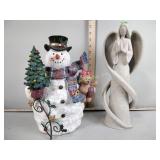 Snowman & angel figurines
