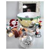 Framed mirror & Christmas decor