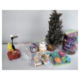 Star garland, candles, Sesame Street music box