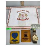 Primo Del Ray Chavon Cigar Box, Timex watch,