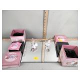 2 NAO porcelain Tumbling Tots figurines, mirror