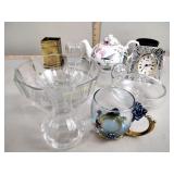Glass bowls & vases, teapot, misc.